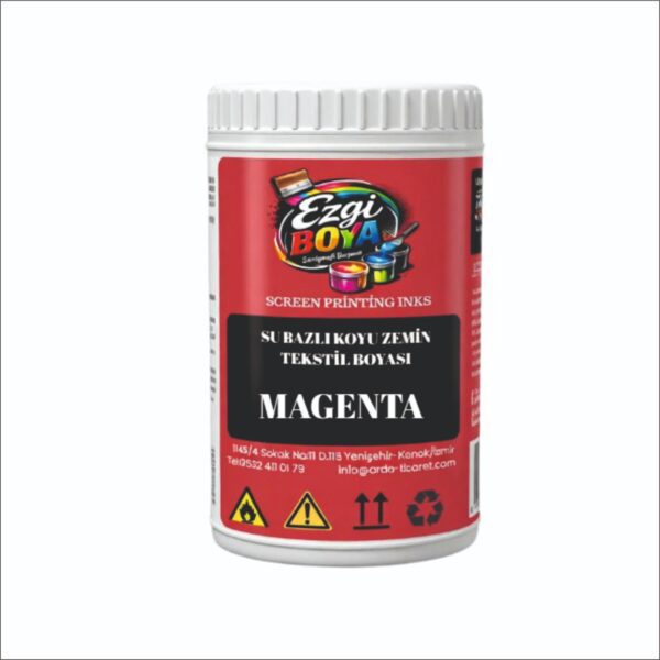 Ezgi su bazlı tekstil boyası magenta renk (koyu zemin)